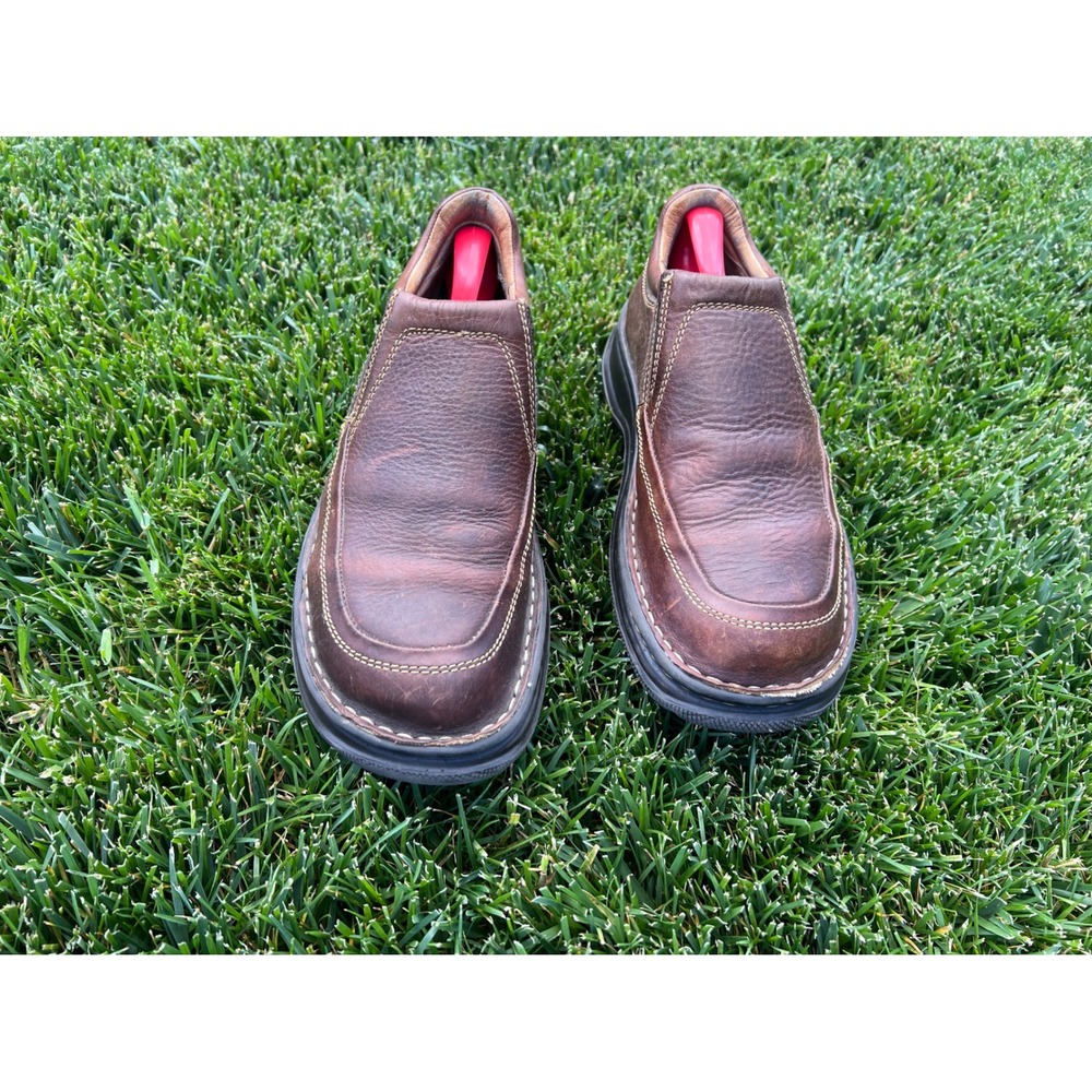 Born Mens Brown Leather Slip On Loafers Moc Toe Handcrafted MZ1E Brown 9b
